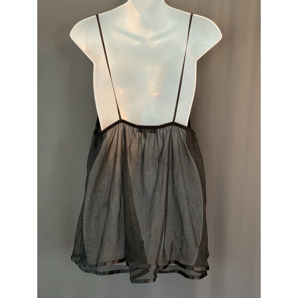 VTG Y2K Cinema Etoile Black Sheer Babydoll Chemise Negligee Medium Sexy Romantic - Picture 4 of 15